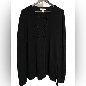 Banana Republic Extra Fine 100% Merino Wool Knit Cape/Poncho Black Women’s M/L